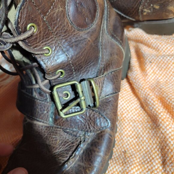 Polo By Ralph Lauren Ranger Men's Distressed Brown Leather Buckle Boots Size 7.5 - Picture 10 of 17